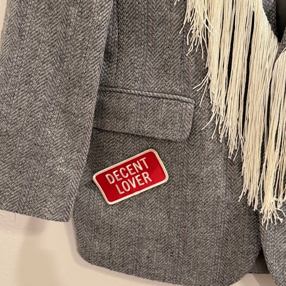 Tricia Fix Exclusive Small Western Fringe Wool Blend Blazer Jacket Statement - Picture 8 of 8